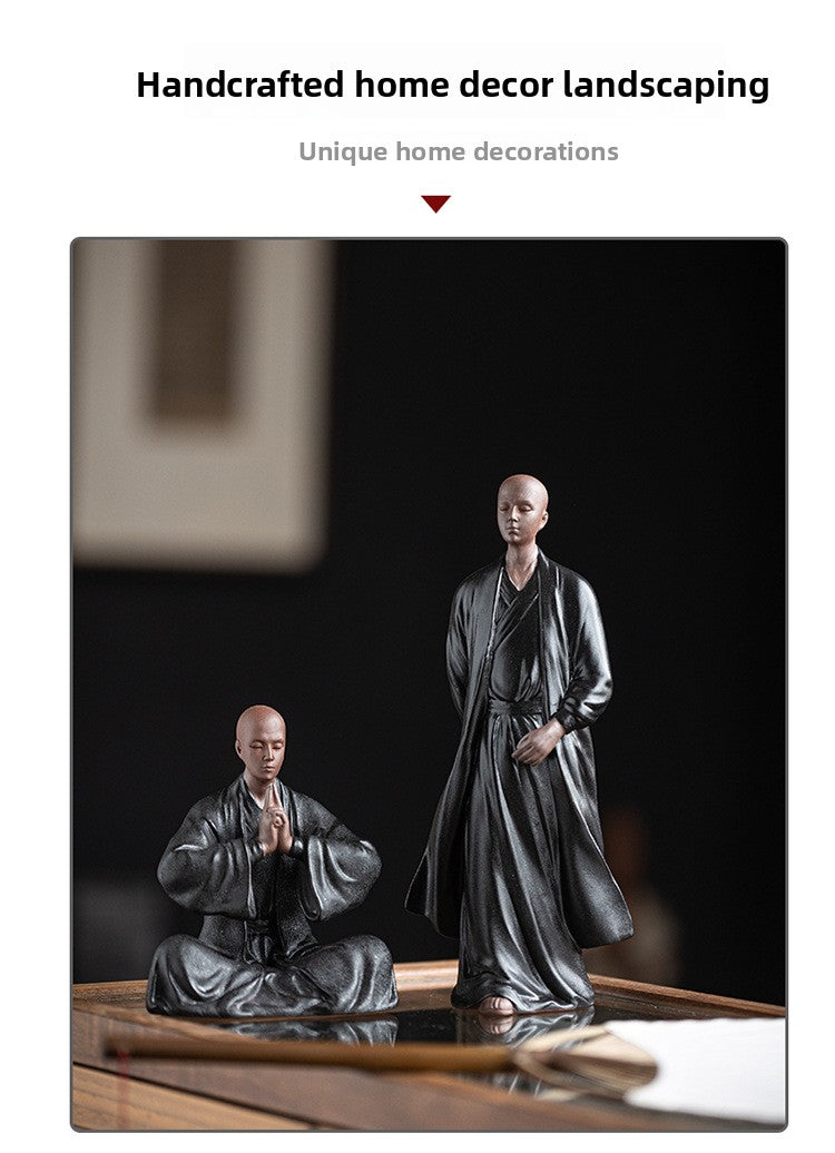 zensoullab Zen Purple Clay Little Monk Tea Pet Figurine Character Tea Ceremony Tea Room Tea Space Desktop Tea Table Tea Set Tea Table Decoration