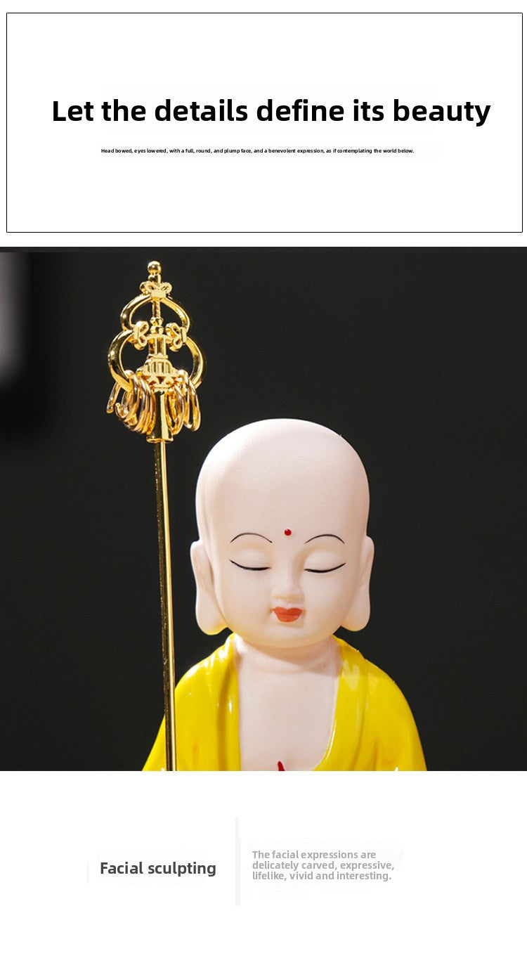 zensoullab Creative Chinese Ceramic Buddha Statue for Peace and Protection Ksitigarbha Bodhisattva Worship Living Room Altar Entrance Car Home Decoration