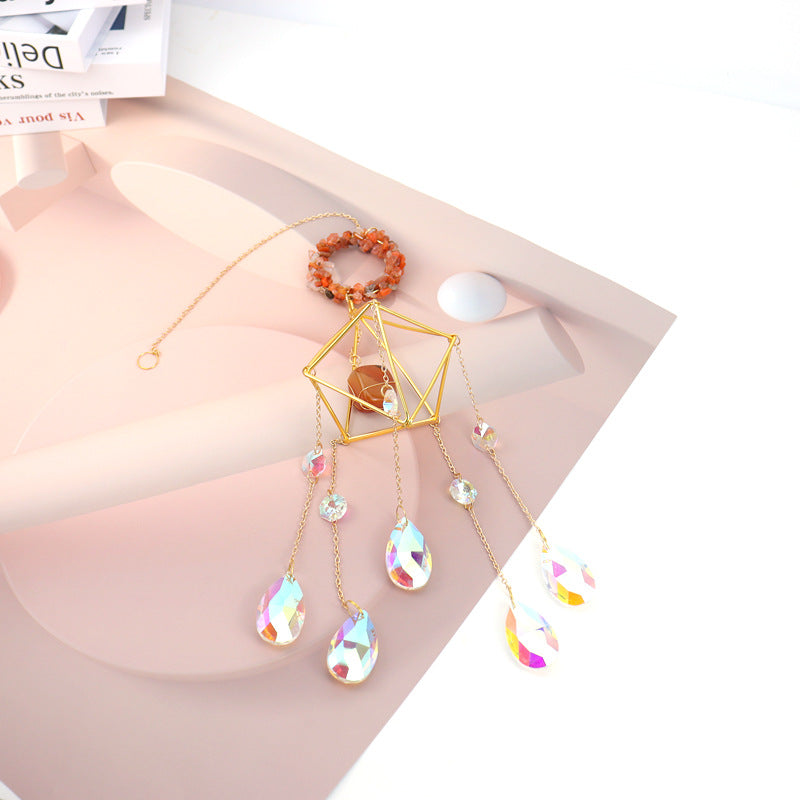 zensoullab Sun Catcher Crystal Air Frame Round Pendant Light Garden Decoration Pendant Light Crystal Hanging Ornament T18