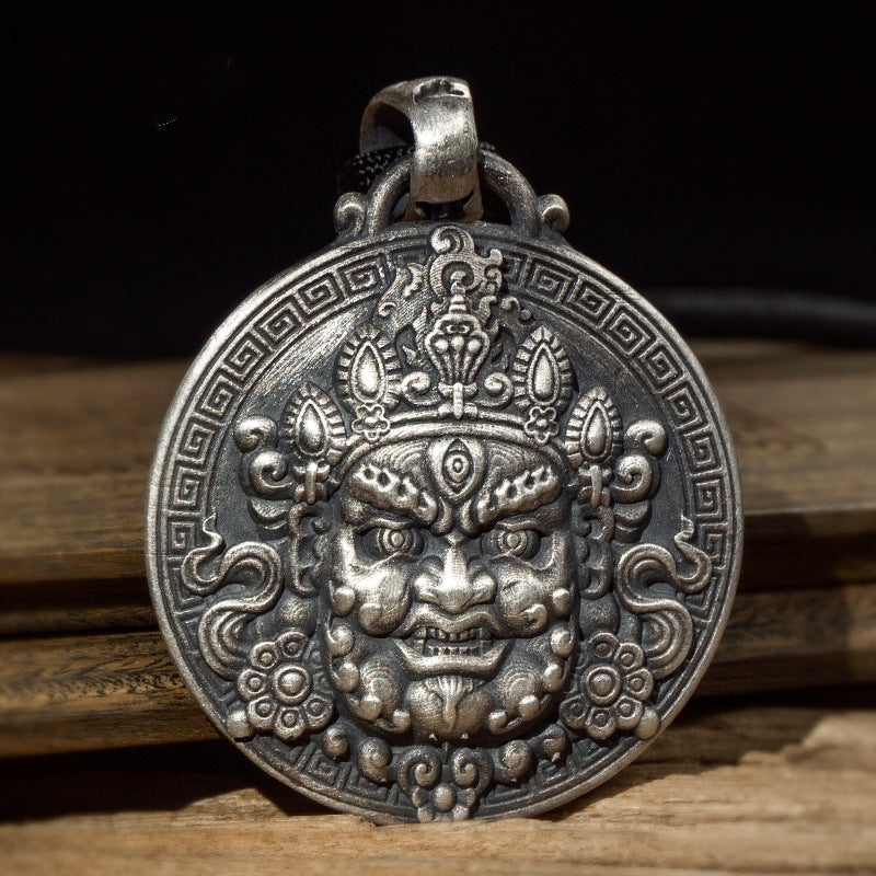 zensoullab National Trend Thai Silver Pendant Retro Three-Eyed Wisdom Buddha Hanging Ornament Original Handmade Buddha Amulet Versatile Men's and Women's Necklace