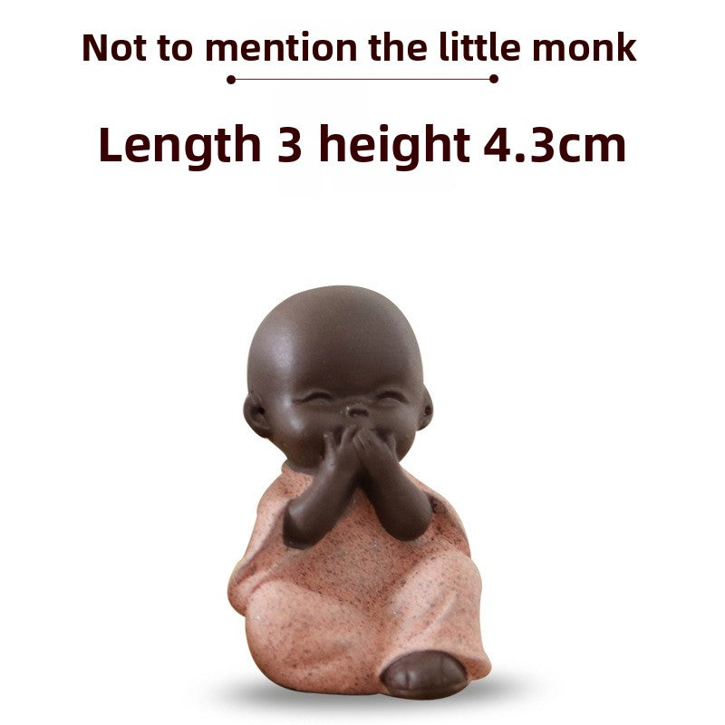 zensoullab Mini Cute Purple Clay Little Monk Tea Pet Ceramic Four Little Sha Mi Succulent Plant Decoration Creative Home Ornament