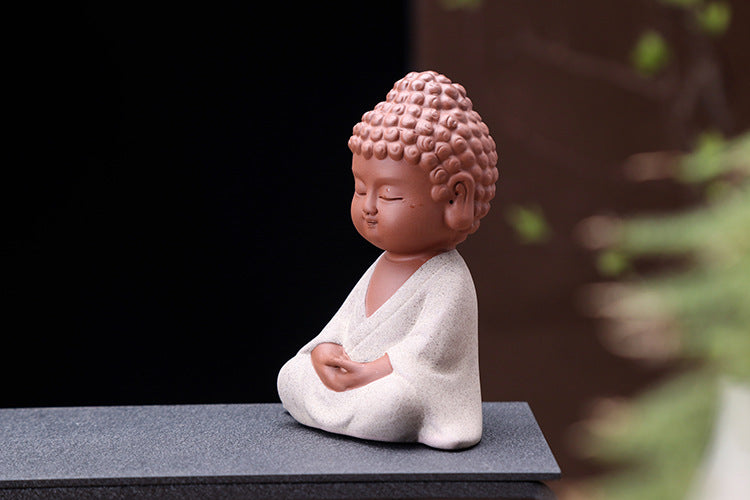 zensoullab Premium Handmade Purple Clay Buddha Tea Pet Tea Ceremony Tea Tray Accessories Car Dashboard Decoration Home Zen Ornament