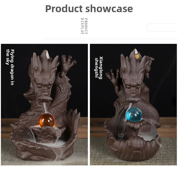 zensoullab Backflow Incense Burner Ceramic Zisha Xianglong Prosperous Home Tea Ceremony Office Creative Craft Ornament