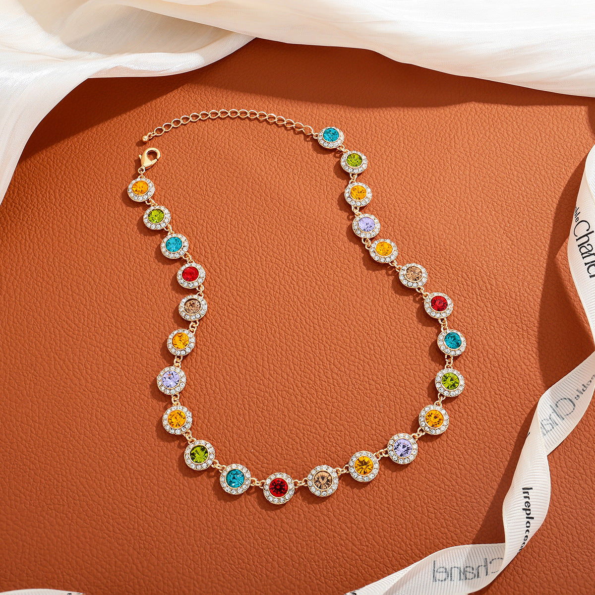 zensoullab Retro Colorful Dopamine Necklace Retro Fashion Necklace Elegant Fashion Collarbone Chain Jewelry