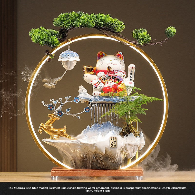 zensoullab Lucky Cat Flowing Water Wealth-Attracting Ornament Circulating Water Living Room Desktop Decoration