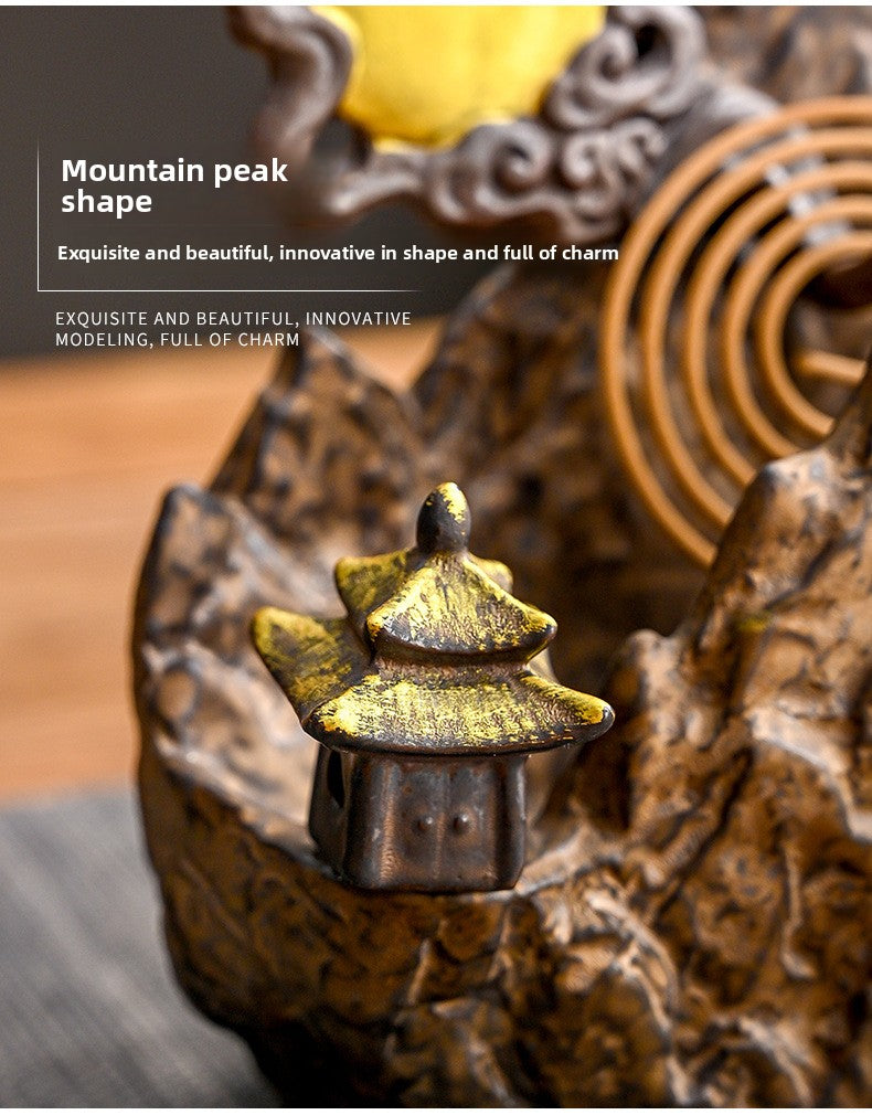zensoullab Creative Ceramic Large Incense Burner Antique Style Home Indoor Incense Tea Ceremony Incense Holder Sandalwood Agarwood Mosquito Coil Burner