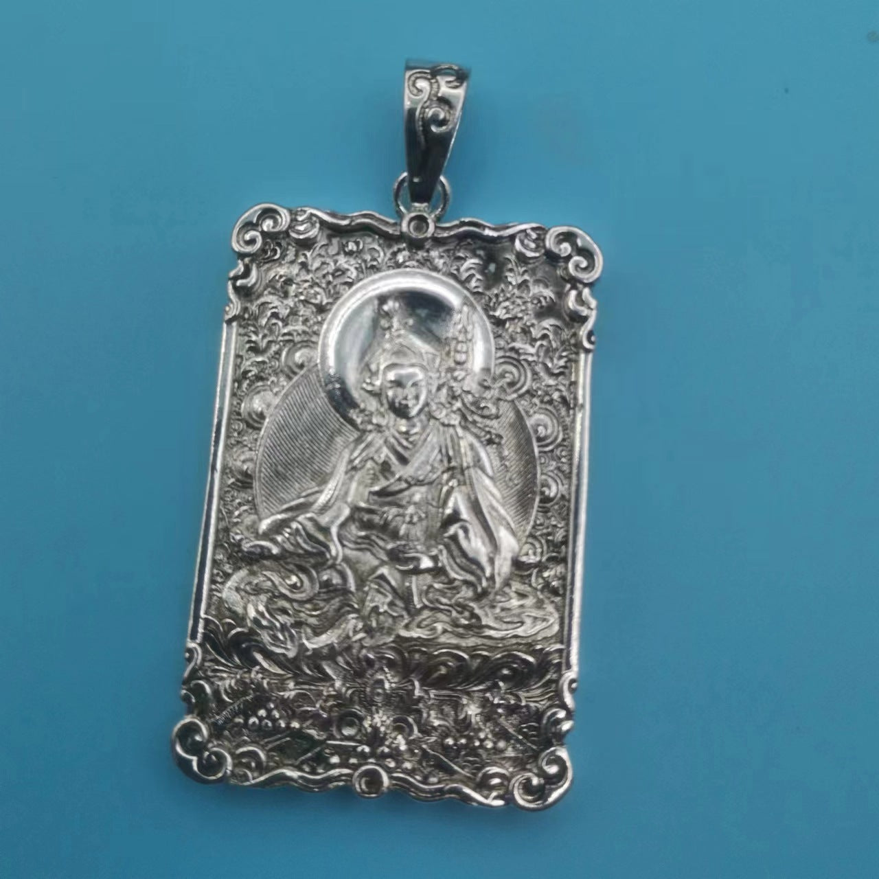 Zensoullab Men's Accessories Padmasambhava Pendant Men Silver Plated Solid Retro Distressed Amulet Lotus Master Men's Ornament