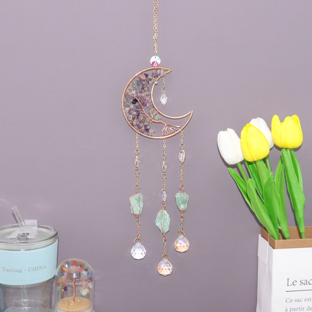 zensoullab Home Decor Pendant Inspiration Design Natural Crystal Tree of Life Sun Catcher Crystal Wind Chime