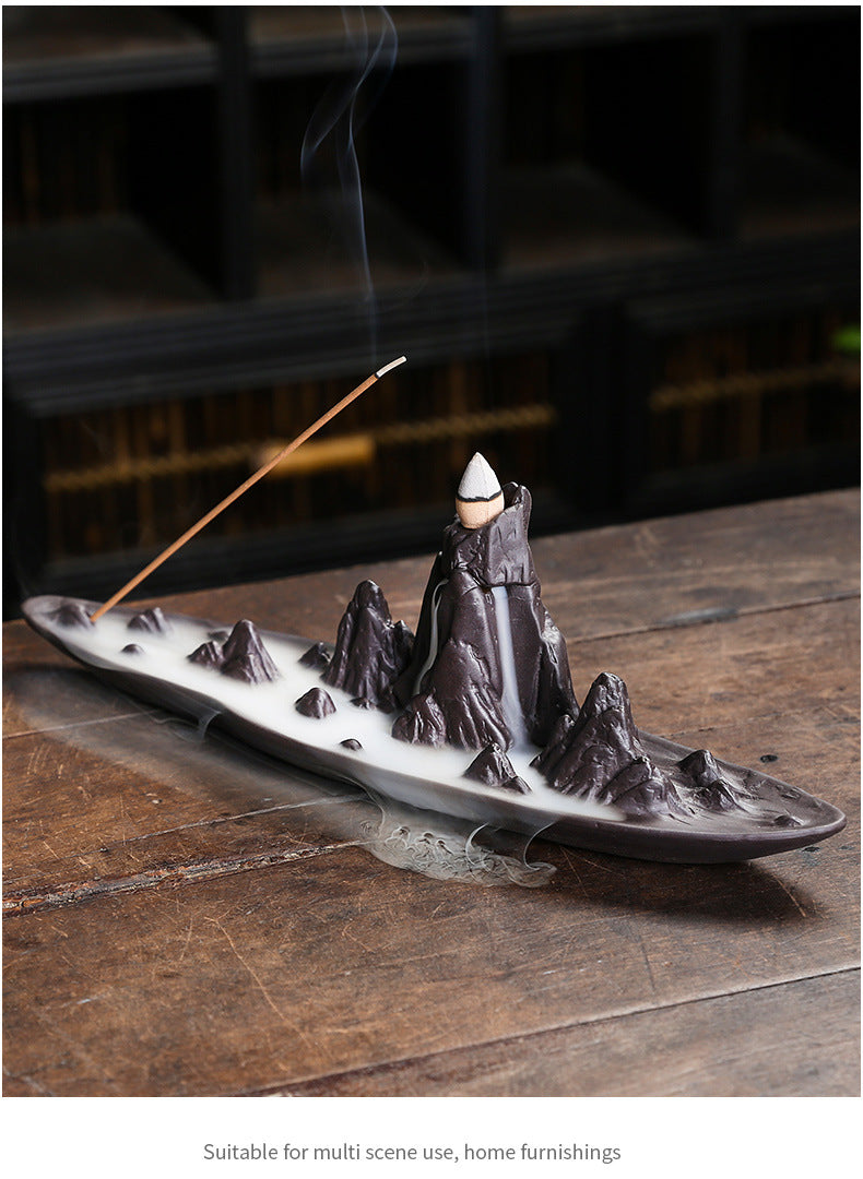 zensoullab Purple Clay Sandalwood Incense Burner Incense Holder Incense Stick Backflow Incense Burner Creative Mountain Water Backflow Incense Burner Home Decor
