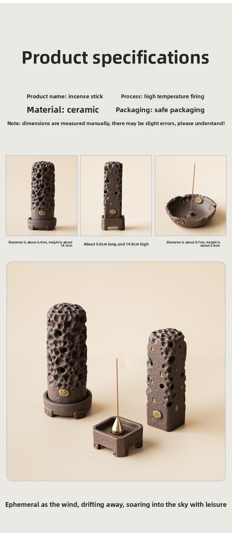 zensoullab Retro Zen Incense Burner Incense Holder Home Ceramic Covered Incense Stand Incense Tray Creative Aromatherapy Burner Incense Accessories