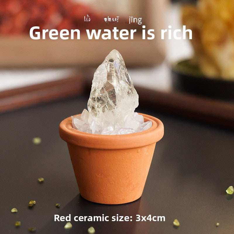 zensoullab Natural Crystal Raw Stone Mineral Pot Ornament Crystal Gemstone DIY Simulation Potted Plant Home Desktop Car Ornament