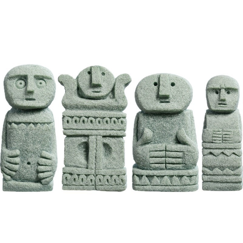zensoullab Bali Stone Man Green Sandstone Micro Landscape Fish Tank Ornament Bonsai Creative Personalized Craft Desktop Decoration