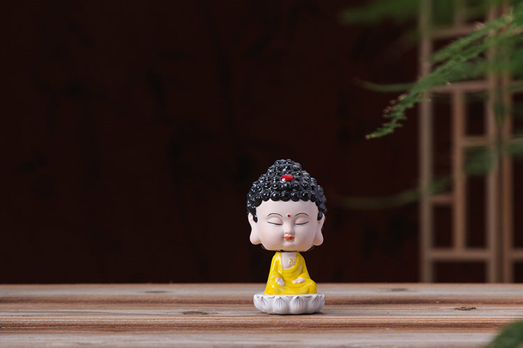 zensoullab Premium Creative Bobblehead Figurine Desktop Ornament Hand-painted Small Ornament Tathagata Peace Buddha Car-mounted Chinese Home Decoration