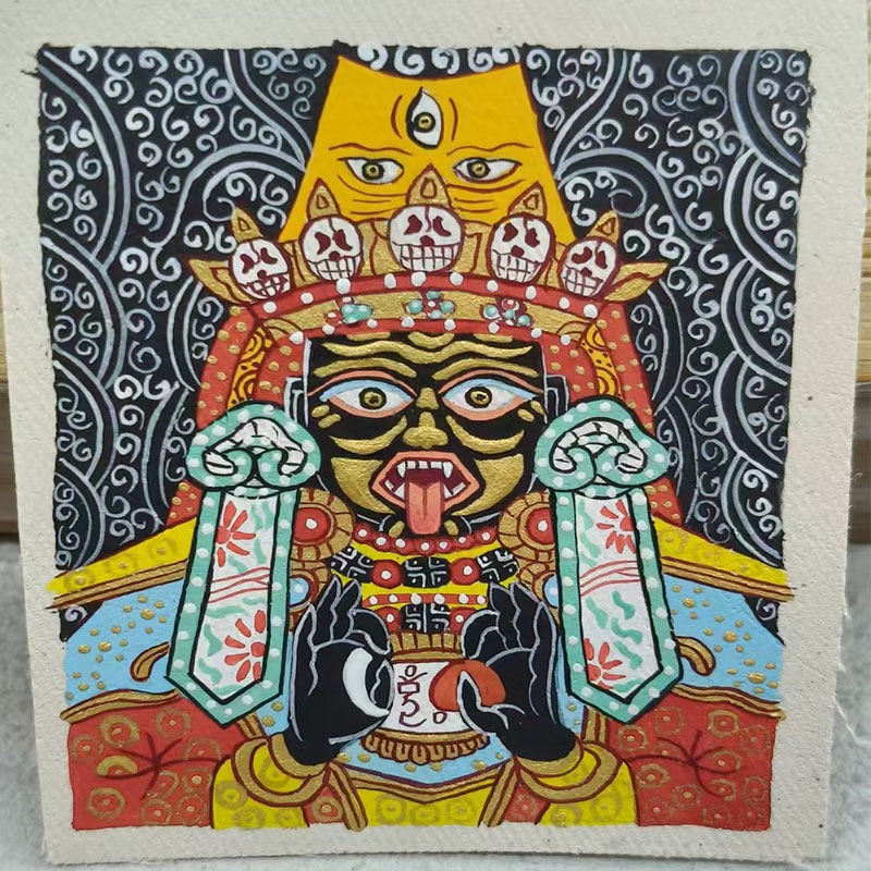 zensoullab Thangka Hand-painted Small Thangka Past and Present Life Zaki Ram Green Tara Yellow Wealth God Manjushri Four-armed Guanyin Small Pendant