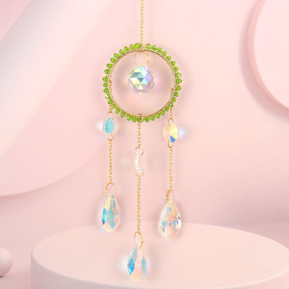 zensoullab Handmade Silk-wrapped Moon Star Crystal Sun Catcher Curtain Hanging Ornament Garden Decoration