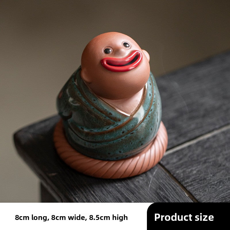 zensoullab Creative Little Monk Incense Burner Cute Aromatherapy Burner Ornament Zen Style Home Indoor Agarwood Sandalwood Incense Burner Incense Box