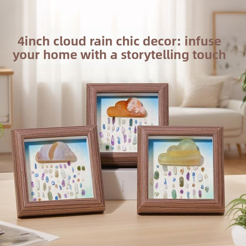 zensoullab Runyang Jewelry 4inch Natural Crystal Raw Stone Photo Frame Ornament Red Agate Fluorite Cloud Crushed Stone Painting Crystal Decoration