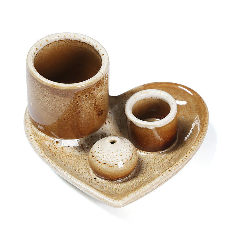 Sacred Wood Sage Holder Ins Creative Simple Incense Tray Aromatherapy Burner Heart Ceramic American Style Decoration Incense Insert Tray