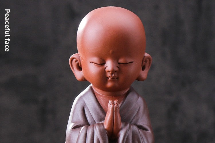 zensoullab Premium Ceramic Gift Monk Tea Pet Zen Purple Clay Little Monk Chinese Tea Ceremony Living Room TV Cabinet Entrance Decoration Ornament