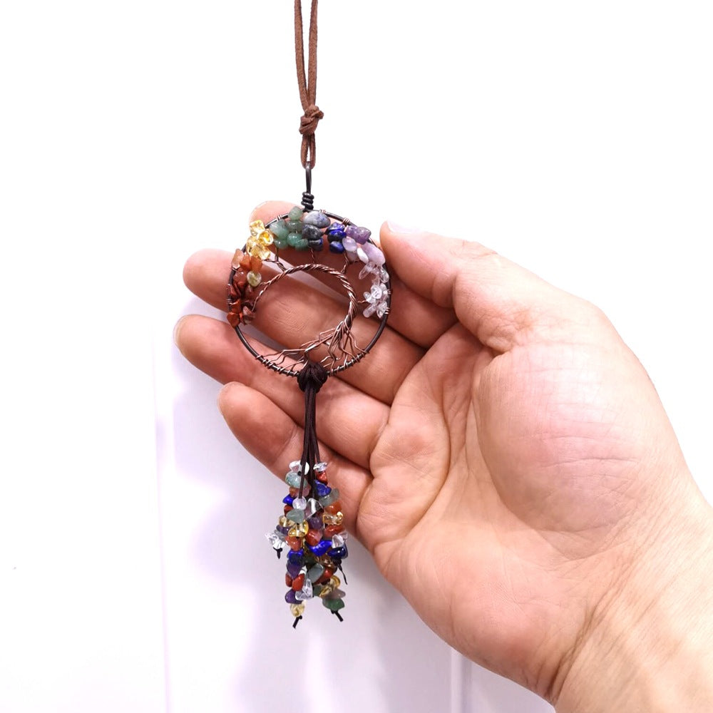 zensoullab Gravel Tree of Life Dream Catcher Hanging Ornament Agate Pendant