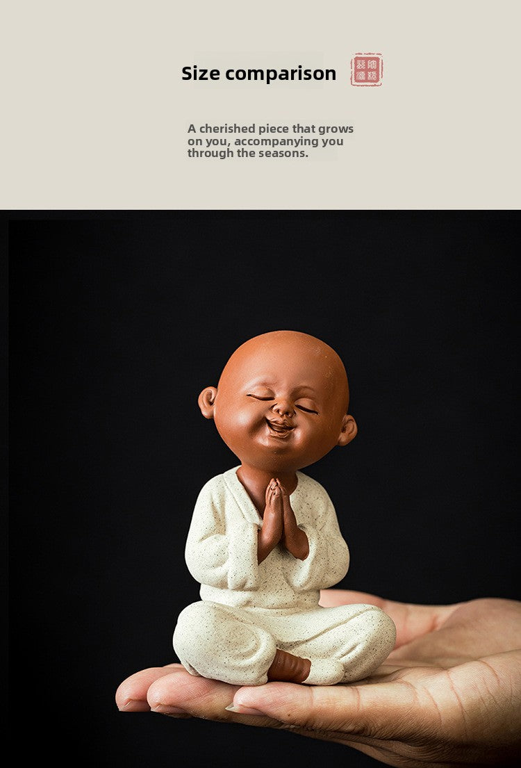 zensoullab Purple Clay Little Monk Cute Character Tea Pet Ornament Kung Fu Tea Set Tea Ceremony Ceramic Little Sha Ni Home Decor Ornament