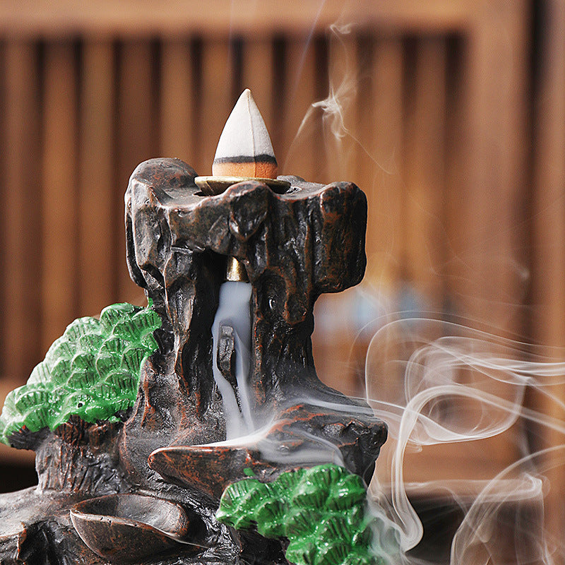 zensoullab Creative Mountain Water Backflow Incense Burner High-end Large Incense Burner Water Flow Incense Tea Ceremony Home Decoration Backflow Incense