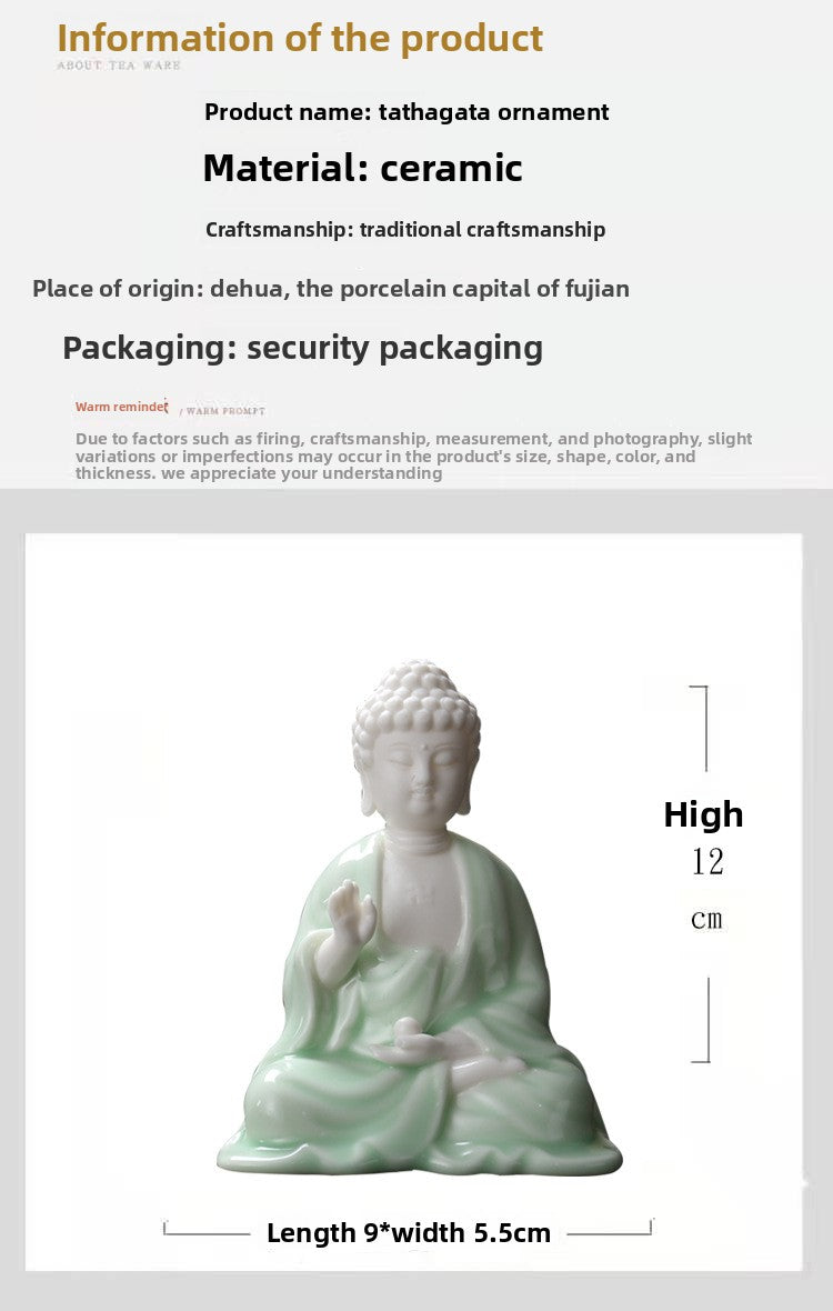 zensoullab Premium White Porcelain Handmade Buddha Statue Tathagata Buddha Ornament Ceramic Guanyin Bodhisattva Living Room Buddha Hall Car Mount Decoration