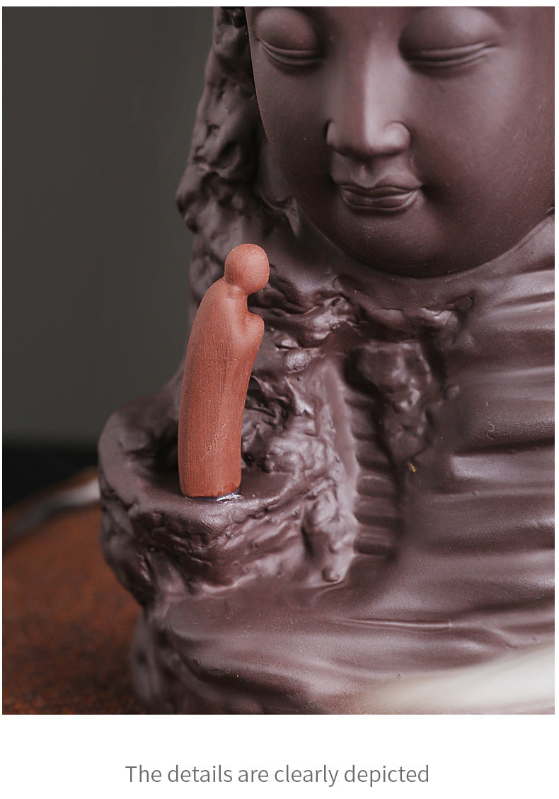zensoullab Purple Clay New Arrival Tathagata Backflow Incense Burner Creative Mountain Water Tower Incense Backflow Incense Burner Home Decoration