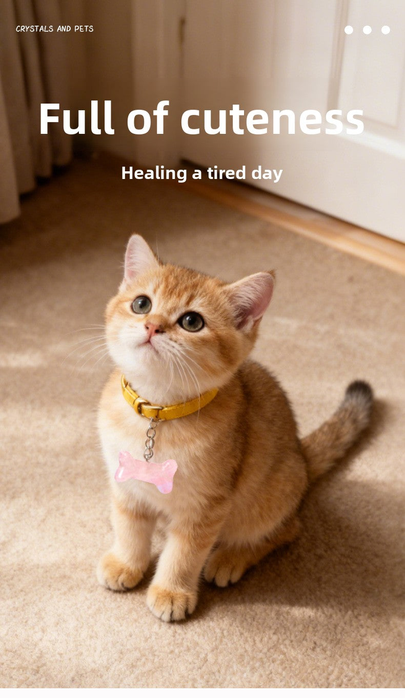 zensoullab Natural Crystal Bone Pet Dog Cat Pendant Purple Pink White Crystal Keychain Bag Charm Golden Retriever Pug