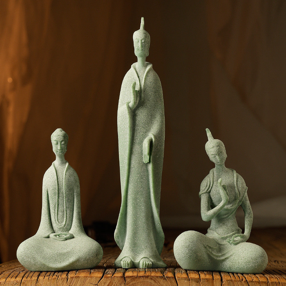 zensoullab Large Desktop Chinese Style Buddha Figurine Micro Landscape Fish Tank Landscaping Rockery Gardening Desktop Ornament Tea Pet Incense Decoration