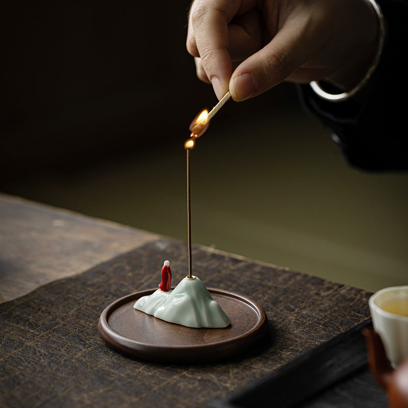 zensoullab Zen Rockery Incense Holder Ornament Tea Ceremony Incense Burner Tea Room Living Room Home Aromatherapy Burner Incense Stand Creative Incense Tool Sandalwood