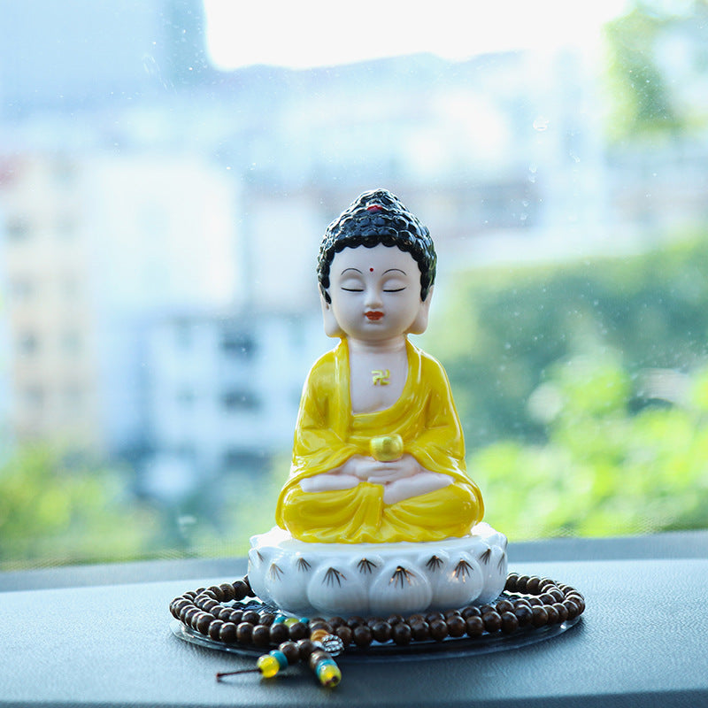 zensoullab Creative Buddhist Car Perfume Ornament Ceramic Cute Guanyin Bodhisattva Peace Buddha Statue Maitreya Buddha Car Accessories