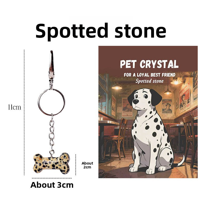 zensoullab Natural Crystal Bone Pet Dog Cat Pendant Purple Pink White Crystal Keychain Bag Charm Golden Retriever Pug