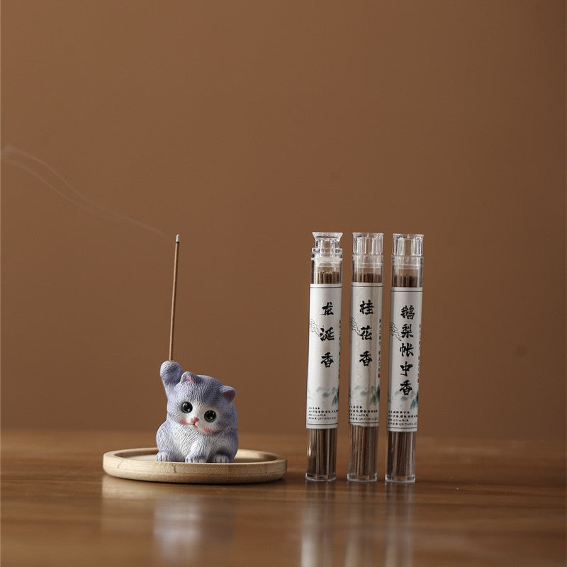 zensoullab Cat Ornament Tray Cute Resin Kitten Incense Holder Stand Trendy Toy Incense Stick Indoor Tea Room Aromatherapy Burner Home Use