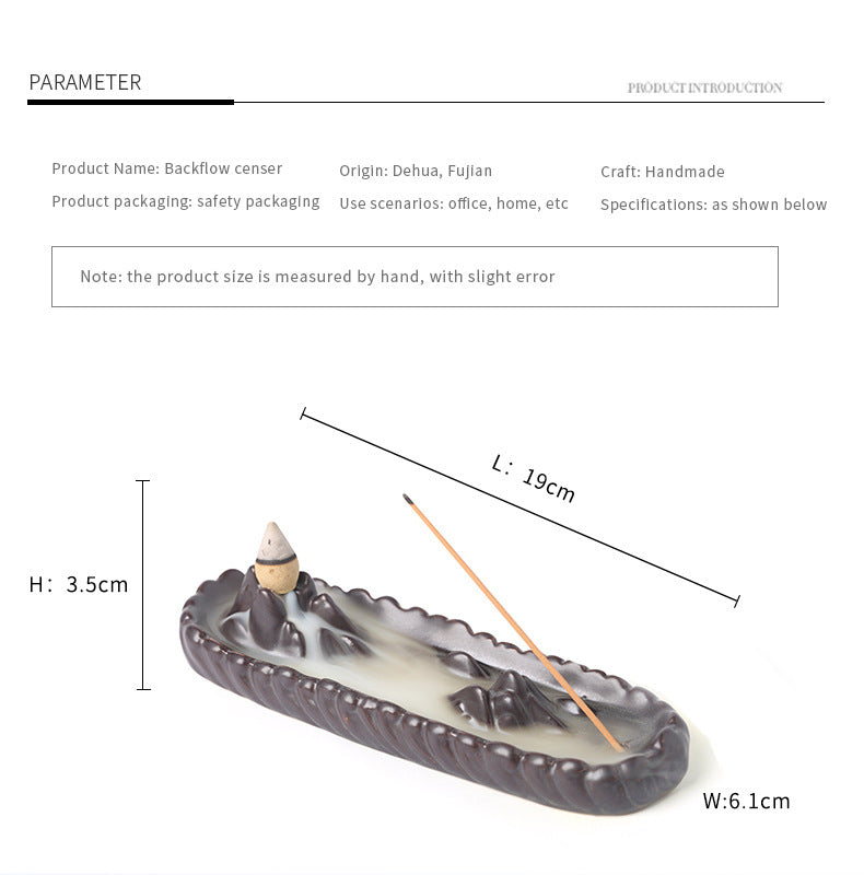 Ceramic Backflow Incense Burner Creative Mountain Waterfall Backflow Incense Burner Three-in-One Incense Burner Home Decor