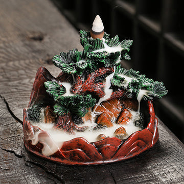 zensoullab Resin Christmas Tree Christmas Backflow Incense Burner Creative Pine Tree Smoke Backflow Aromatherapy Burner Home Decoration Ornament