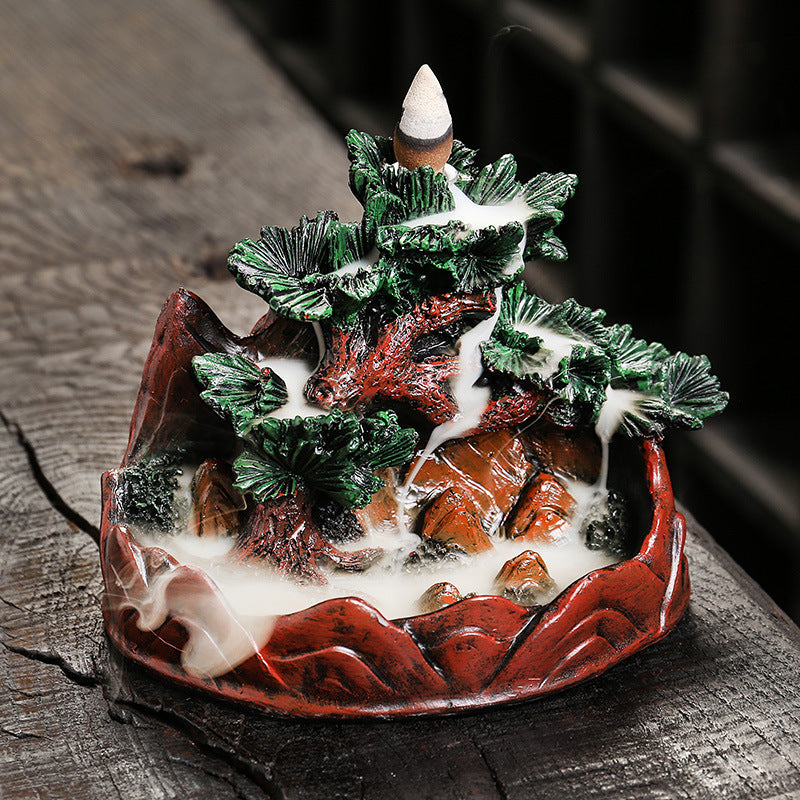 zensoullab Resin Christmas Tree Christmas Backflow Incense Burner Creative Pine Tree Smoke Backflow Aromatherapy Burner Home Decoration Ornament