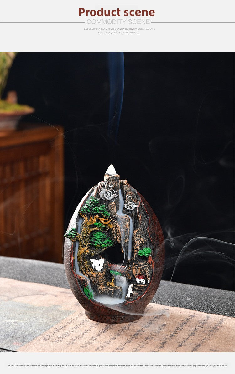 zensoullab Creative Resin Large Great Wall Backflow Incense Burner Home Decor Craft Ornament Incense Holder Incense Seat Backflow Aromatherapy Burner