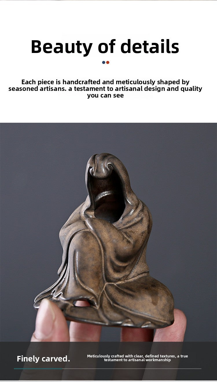 zensoullab Ceramic Zen Unfettered Buddha Incense Burner Home Indoor Antique Creative Coil Incense Burner Sandalwood Agarwood Craft Ornament