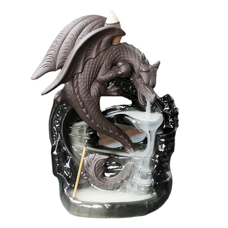 Original European Style Pterosaur Sandalwood Backflow Incense Burner Creative Black Pterosaur Waterfall Backflow Incense Burner Ornament