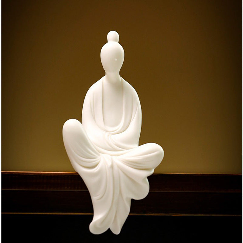 zensoullab Zen Ceramic Formless Buddha Figure Chinese Style Small Monk Ornament Small Monk Entrance Living Room Study Creative Decoration Display
