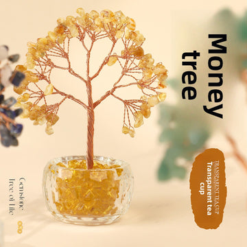 zensoullab Natural Crystal Tree Citrine Money Tree Crystal Tree of Life Wealth Tree Office Crystal Ornament