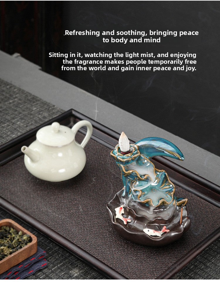 zensoullab Backflow Incense Burner Creative Home Decor Ceramic Burner Craft Pisces Backflow Kiln Change Ornamental Special Offer