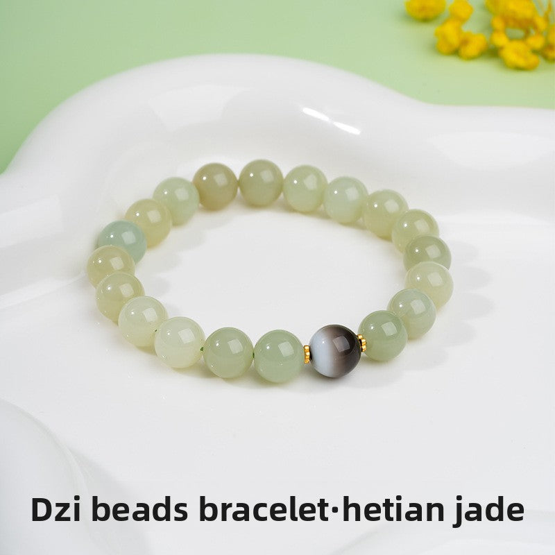 Zensoullab Natural Xinjiang Hetian Jade ICE CLEAR White Bracelet Female National Style Niche Bracelet
