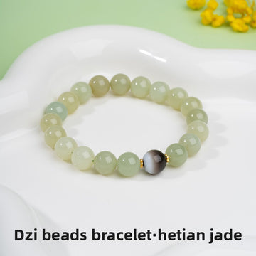 Zensoullab Natural Xinjiang Hetian Jade ICE CLEAR White Bracelet Female National Style Niche Bracelet