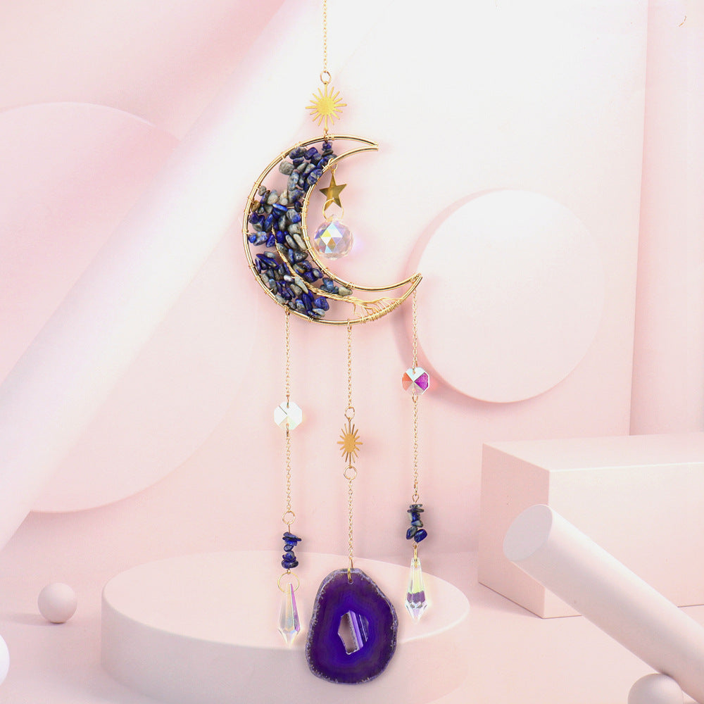 zensoullabsuncatcher Golden Moon Tree of Life Agate Slice Sun Catcher Sun Rainbow Window Decoration