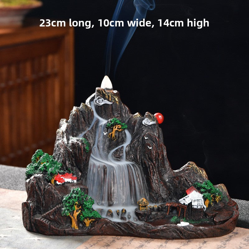 zensoullab Creative Resin Large Great Wall Backflow Incense Burner Home Decor Craft Ornament Incense Holder Incense Seat Backflow Aromatherapy Burner