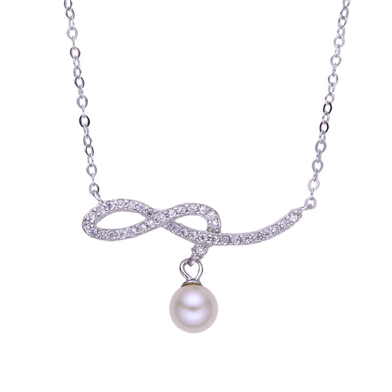 zensoullabins Style Natural Pearl Music Note Necklace Women's Jewelry S925 Sterling Silver Necklace Accessories