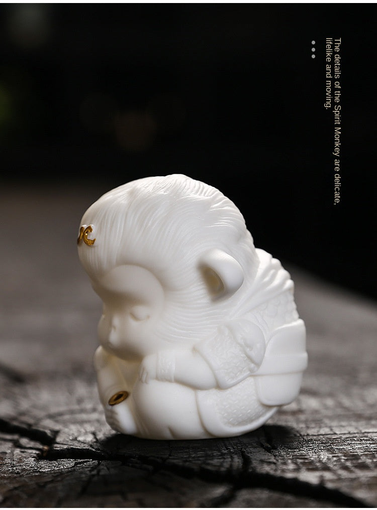 zensoullab Creative Cute Monkey Ceramic Aromatherapy Burner Ornament Soft Adorable Tea Pet Monkey Home Indoor Living Room Incense Holder