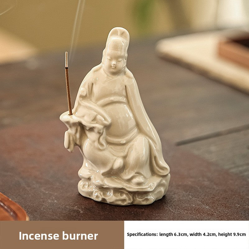 Zensoullab Creative New Chinese Ceramic Small Wenchang Incense Burner Decoration Home Indoor Decoration Sandalwood Incense Incense Ceremony Incense Holder